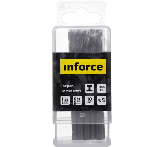 Сверло по металлу HSS-CO (10 шт/уп; 5x86x52 мм) Inforce 11-01-446