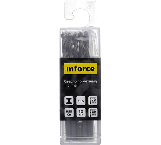 Сверло по металлу HSS-CO (10 шт/уп; 3.5x70x39 мм) Inforce 11-01-443
