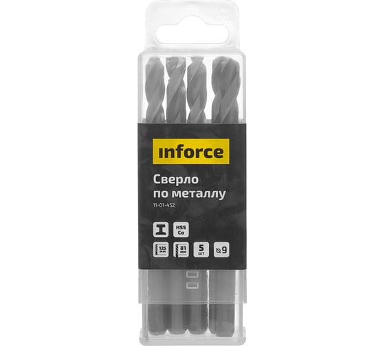 Сверло по металлу HSS-CO (5 шт/уп; 9x125x81 мм) Inforce 11-01-452