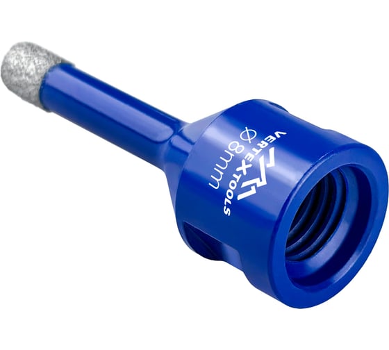 Коронка алмазная с техническим воском 8x35 мм для УШМ vertextools 333-8-35