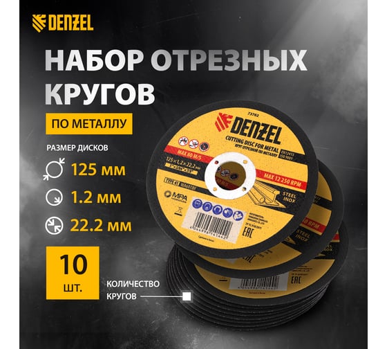 Круг отрезной по металлу (125х1.2х22.2 мм) DENZEL 73762