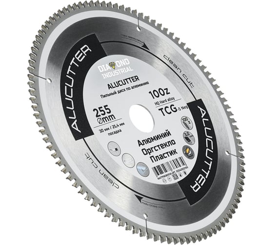 Диск пильный по алюминию, пластику Alucutter 255x30/25.4 мм, Z=100 TCG Diamond Industrial DIDA255Z100