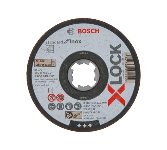 Отрезной диск по нержавеющей стали X-LOCK (115x1.6x22.2 мм) Bosch 2608619362 1