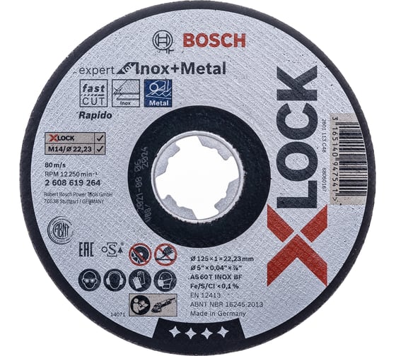 Отрезной диск по металлу X-LOCK (125x1x22.2 мм) Bosch 2608619264 1