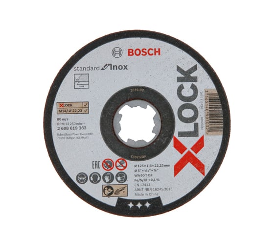 Отрезной диск по нержавеющей стали X-LOCK (125x1.6x22.2 мм;10 шт.) Bosch 2608619364
