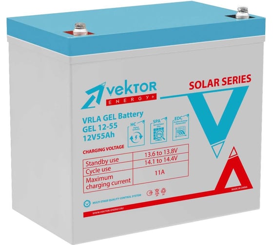 Аккумуляторная батарея GEL 12-55 Vektor Energy 51408 1