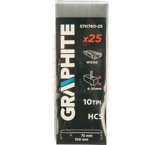 Полотна для электролобзика (100 мм; 10TPI; 25 шт.) GRAPHITE 57H760-25
