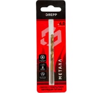 Сверло по металлу ТИТАН 4 мм, сталь НSS4241/HSS-TiN, угол заточки 118 Grepp 202-0401