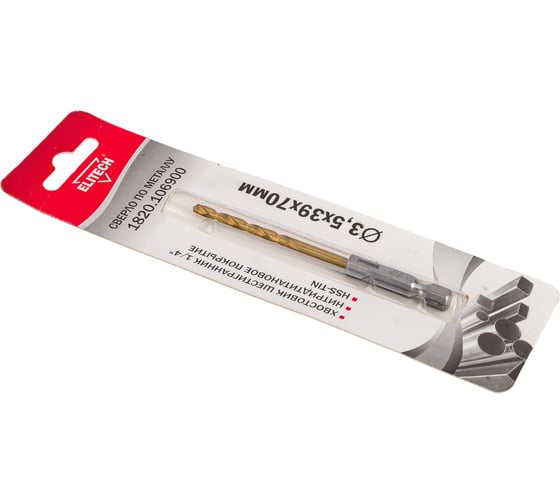 Сверло по металлу (3.5х39х70 мм; HSS-TIN; HEX1/4) ELITECH 1820.106900