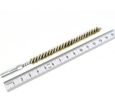 Щетка ерш 8x100x140 мм, ворс гофр латунь 0.15 мм, посадка М6 резьба, очистка котлов теплообменников труб отверстий (код 20-508) OSBORN 815.508-2803