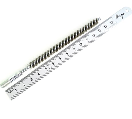 Щетка ерш 8x100x140 мм, ворс гофр нерж сталь 0.10 мм, посадка М6 резьба, очистка котлов теплообменников труб отверстий (код 20-308) OSBORN 815.308-2803