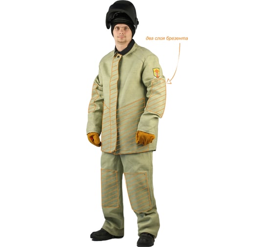 Брезентовый усиленный костюм сварщика URSUS КОС390Г; 48-50, 170-176
