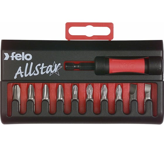 Набор бит SL/PH/PZ Industrial с держателем бит Star в кейсе, 11 шт. Felo 02090116 1