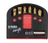 Набор бит PZ/PH/SL TiN с держателем бит в кейсе Swift, 7 шт. Felo 02060376