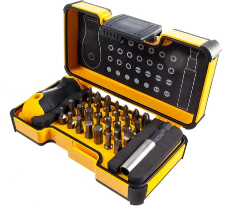 Набор бит SL/PZ/PH/HEX/Tx/U с рукояткой Felo ERGONIC и битодержателем в кейсе, 30 шт. 02073006