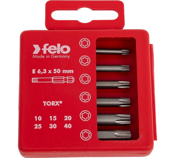 Набор бит Tx Industrial  50 мм в кейсе, 6 шт. Felo 03691516 1