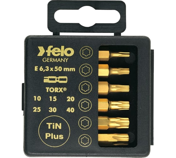 Набор бит Tx TiN  50 мм в кейсе, 6 шт. Felo 03691576 1