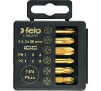 Набор бит PZ/PH TiN  50 мм в кейсе, 6 шт. Felo 03291576