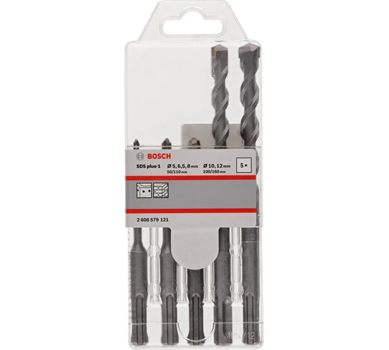 Набор SDS plus-1 (5/6.5/8x110 мм; 10/12x160 мм, 5 шт.) Bosch 2608579121