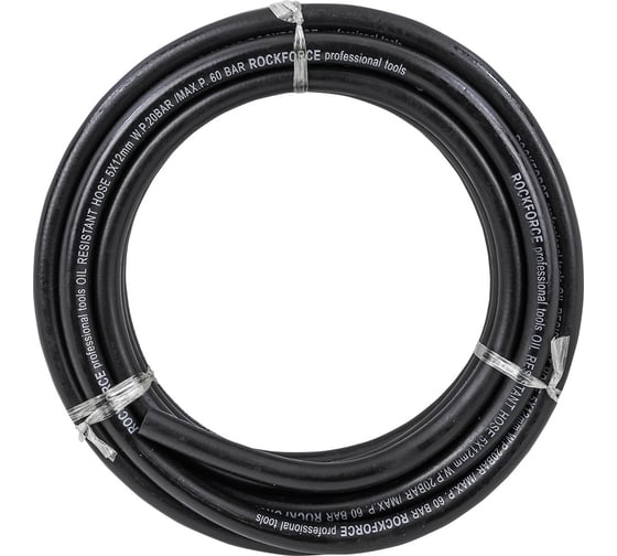 Шланг резиновый армированный бензо-маслостойкий 5x12 мм, 10м Rockforce RF-AHC-55/5B(46936)