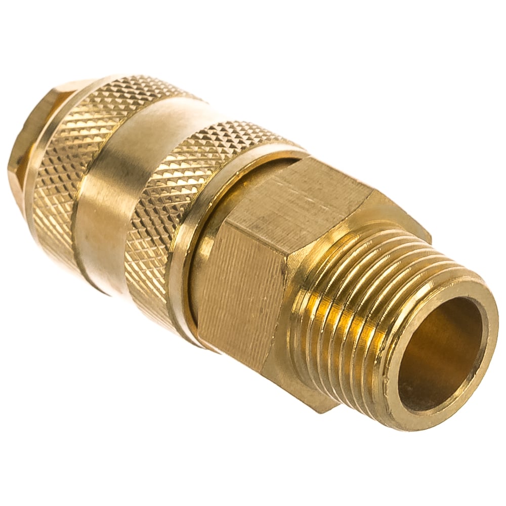 Быстроразъем пневматический с клапаном - наружная резьба 3/8", латунь ...