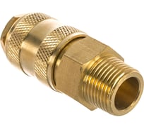 Быстроразъем пневматический с клапаном - наружная резьба 3/8", латунь ЭВРИКА ER-BSE1-3SM