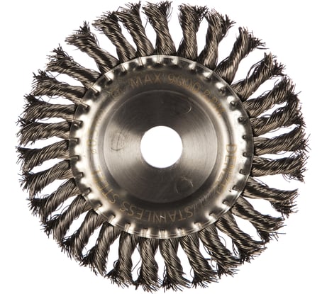 Щетка Плоская (150х22.2 мм; крученая нержавеющая проволока 0.5 мм) для УШМ DENZEL 746343