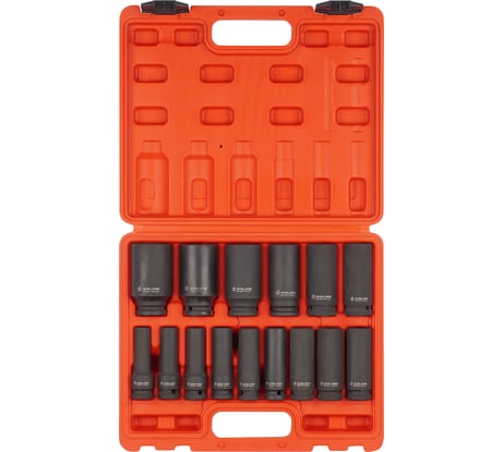 Набор головок ударных удлиненных 1/2"DR, 78 мм, 15 предметов (10-32 мм), пластиковый кейс Airline ATAS079