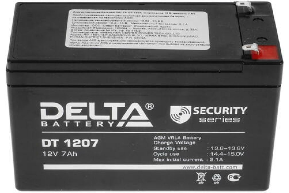 Аккумуляторная батарея Delta DT 1207 (12В 7Ач) 151х65х102 мм