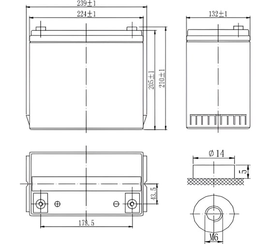 Батарея аккумуляторная Delta DTM 1255 L
