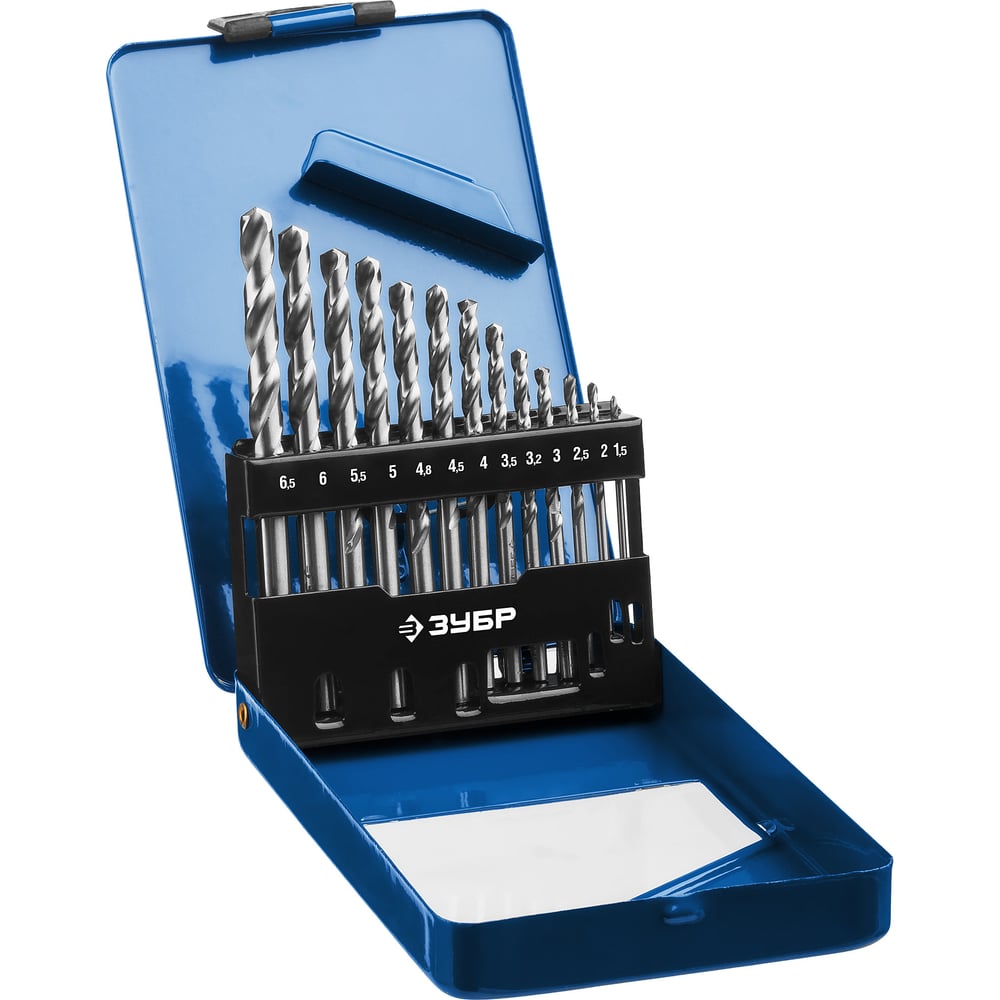 Набор сверл по металлу ЗУБР Проф-А 13 шт, 1.5-6.5 мм, сталь Р6М5