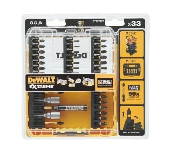 Набор бит и насадок FLEXTORQ 33 предмета DEWALT DT70742T-QZ