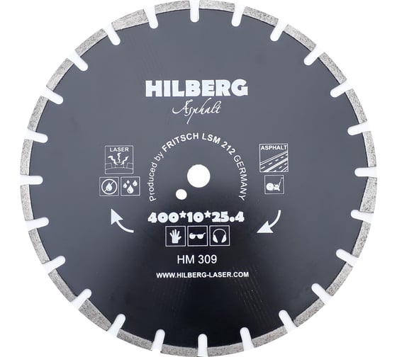 Диск алмазный отрезной Hilberg 400x25.4 Hard Materials Laser Asphalt HM309 1