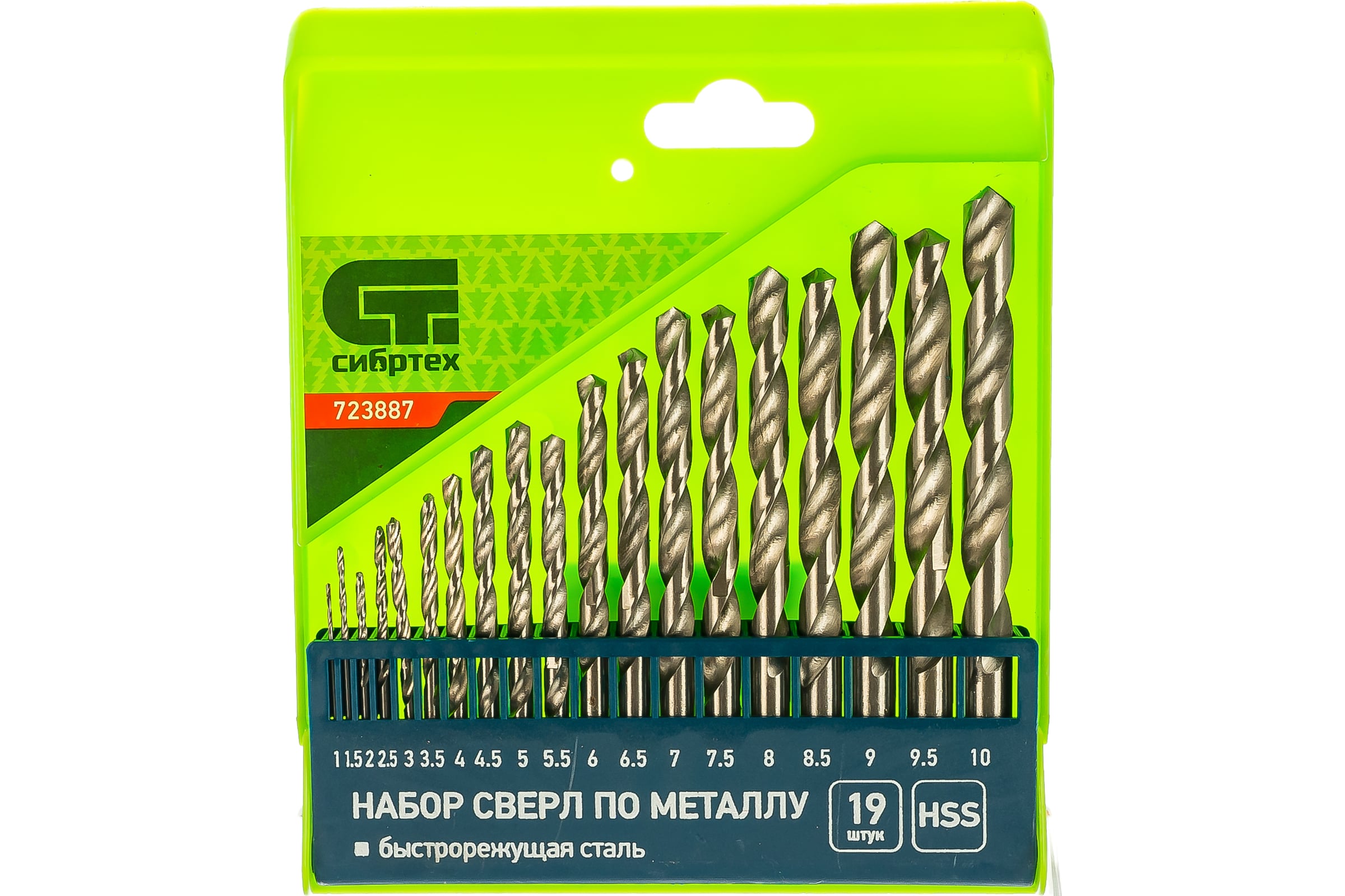 Наборсверлпометаллу(1-10мм;19шт.)СИБРТЕХ723887