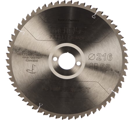 Диск пильный Aluminium Cut Professional (216x30 мм; 58Z; FZ/TZ5neg) Metabo 628443000