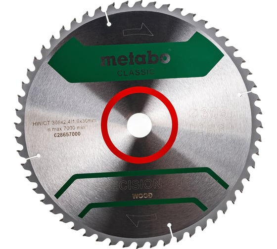 Диск пильный Precision Cut Classic (305x30 мм; 56Z; WZ 5neg; блистер) Metabo 628657000