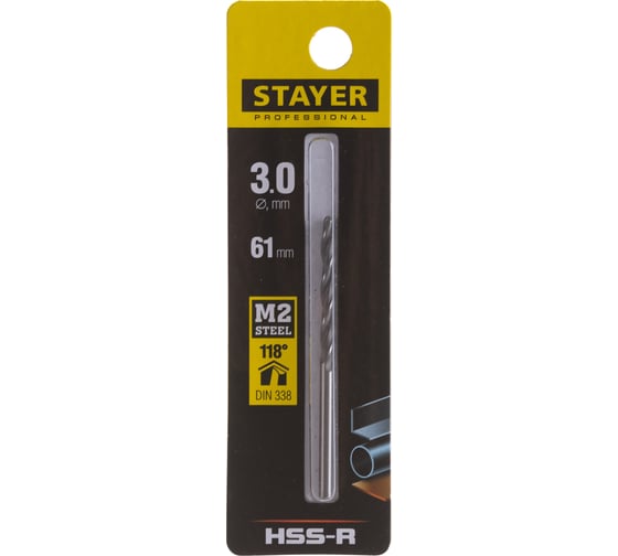 Сверло Professional по металлу HSS-R (3х33х61 мм; М2; DIN 338) Stayer 29602-3