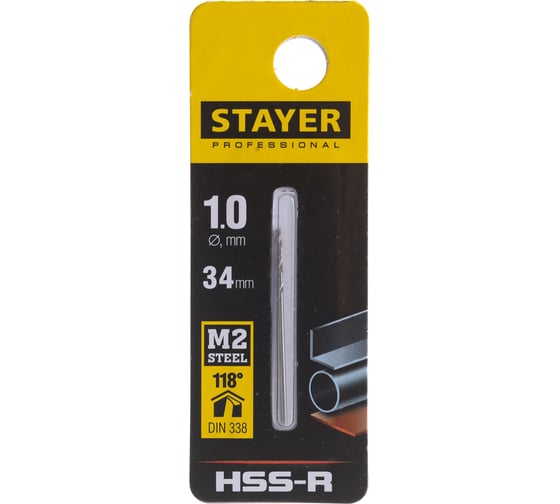 Сверло Professional по металлу HSS-R (1х12х34 мм; М2; DIN 338) Stayer 29602-1