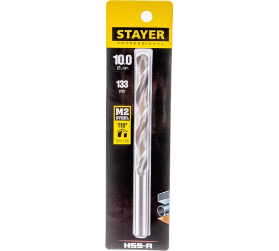 Сверло Professional по металлу HSS-R (10х87х133 мм; М2; DIN 338) Stayer 29602-10