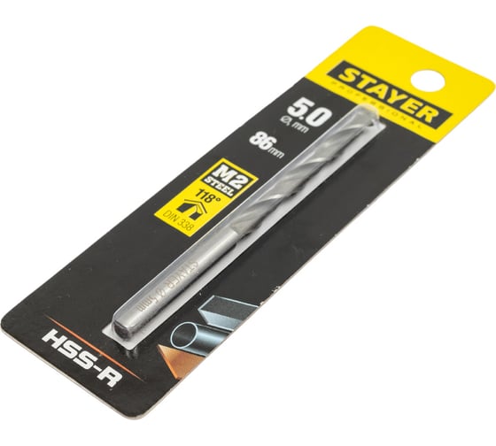 Сверло Professional по металлу HSS-R (5х52х86 мм; М2; DIN 338) Stayer 29602-5