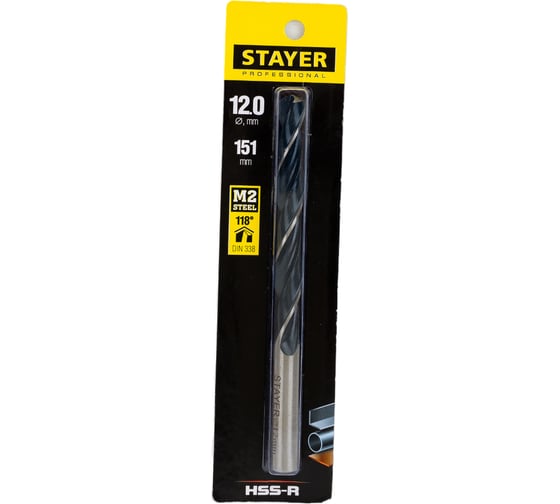 Сверло Professional по металлу HSS-R (12х101х151 мм; М2; DIN 338) Stayer 29602-12