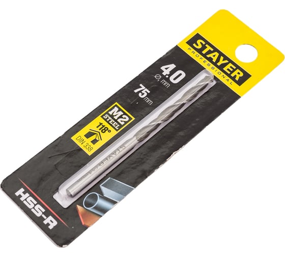 Сверло Professional по металлу HSS-R (4х43х75 мм; М2; DIN 338) Stayer 29602-4