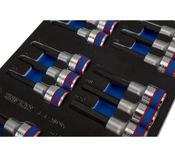 Набор торцевых насадок 1/2", TORX, HEX, L = 80 мм, ложемент, 18 предметов KING TONY 9-4138PRV