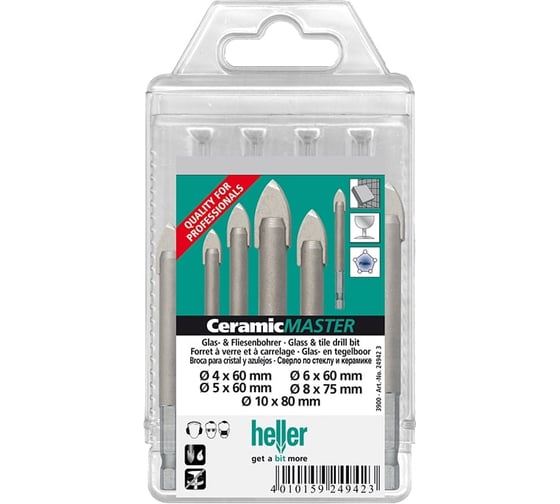 Набор свёрл по керамике и стеклу CeramicMaster (4/5/6/8/10 мм, 5 шт.) Heller 24942 1