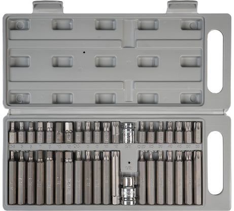 Набор бит вставок TORX, SPLINE, HEX в кейсе (3/8", 30 мм и 75 мм, адаптеры 1/2" и 3/8" DR, 40 предметов) Airline AT-B-52