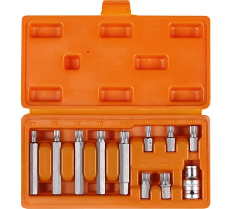 Набор бит вставок RIBE в кейсе (3/8", 30 мм и 75мм + держатель бит 1/2" DR, 11 шт.) Airline AT-B-51