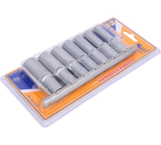 Набор головок торцевых удлиненных (7 шт; 1/2" Dr; 10-22 мм) KRAFT KT 700311