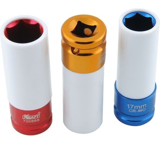 Набор головок торцевых ударных удлиненных (3 шт; 1/2" Dr; 17-21 мм) KRAFT KT 700822