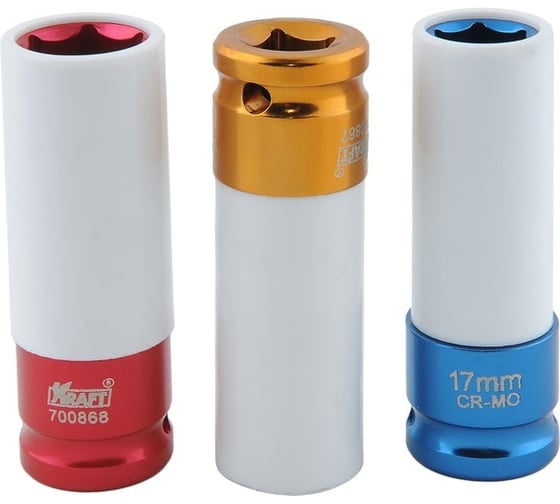 Набор головок торцевых ударных удлиненных (3 шт; 1/2" Dr; 17-21 мм) KRAFT KT 700822