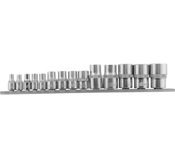 Набор торцевых головок (14 шт; 1/2" Dr+1/4" Dr+3/8" Dr; E-star) KRAFT KT 700694